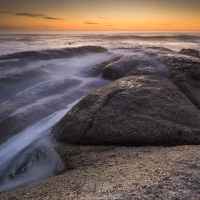 Coucher de soleil sur l'Océan Atlantique au Cap