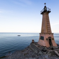 Cap Dezhnev, vue sur la grande Diomède - Détroit de Bering