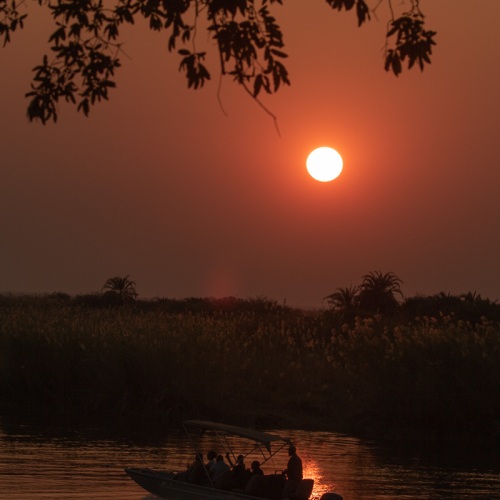Coucher de soleil sur la rivière Chobe