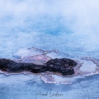 Parc Yellowstone: Excelsior geyser crater. Plus l'eau esst chaude plus elle est libre de microorganismes et donc transparente