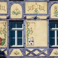 Riquewihr: détail de maison - colombages