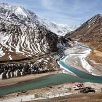 Rencontre de l'Indus et de la rivière Zanskar