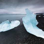 Reste d'icebergs sur la plage, Jökulsárlón