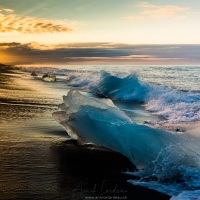 Reste d'icebergs sur la plage, Jökulsárlón