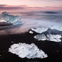 Reste d'icebergs sur la plage, Jökulsárlón