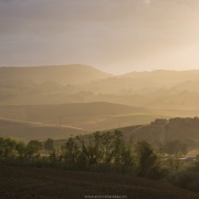 Paysage de Tocscane sous la lumière de fin de journée