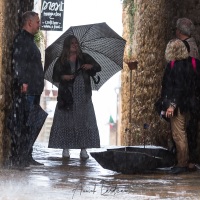 Pienza: à l'abris de l'averse diluvienne