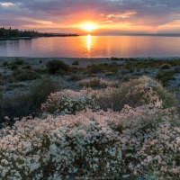 Coucher de soleilsur le lac de Issyk-Koul