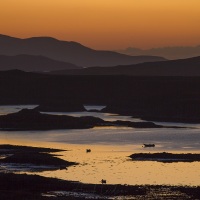 Coucher de soleil sur le loch, ile de Jura