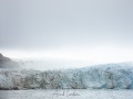 Front de glacier dans le brouillard matinal