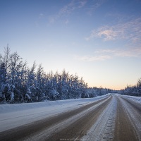 La route en fin de journée