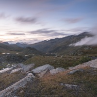 Grisons: Coucher de l'astre de jour au col de la Fluela