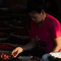 Vendeuse dans le marché couvert